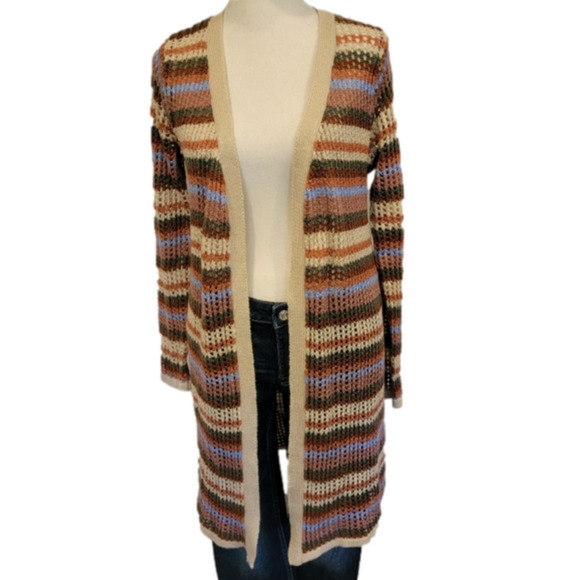 RUE 21 Long Striped Knit Cardigan Size S - Picture 1 of 7